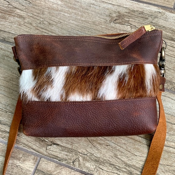 Urban Artisan Handbags - Leather and Calf Hair Crossbody Bag NEW NWT